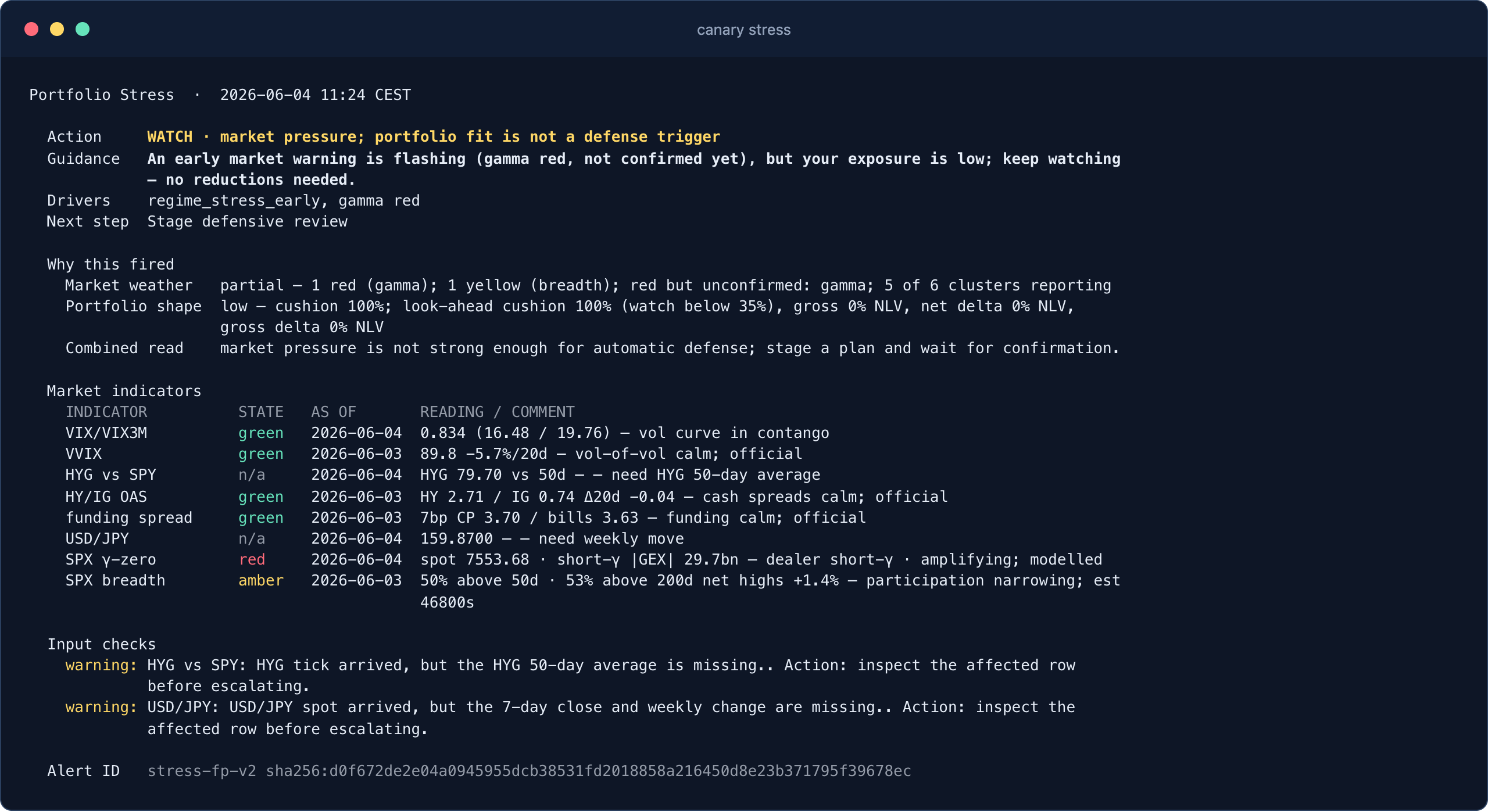 synthetic canary stress terminal output